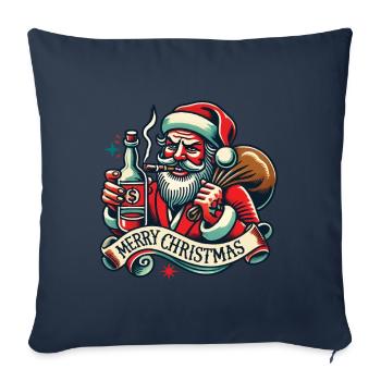 Tatouage Style Noël Joyeux Noël Esthétique - Housse de coussin décorative 45 x 45 cm - bleu marine - Devant