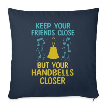 Chorale Instrument de musique Cloche à main Chorale - Housse de coussin décorative 45 x 45 cm - bleu marine - Devant