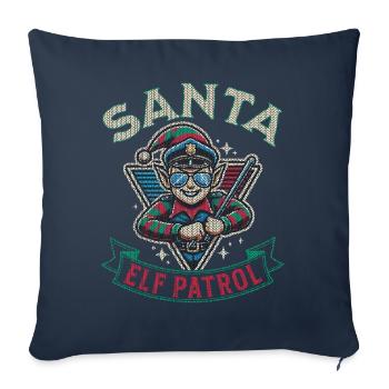 Père Noël Patrouille Humour de Noël - Housse de coussin décorative 45 x 45 cm - bleu marine - Devant