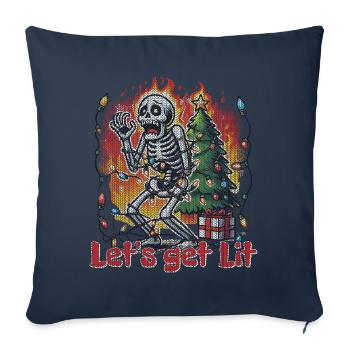 Funny Skeleton Christmas Let's Get Lit - Sofa pillowcase 17,3'' x 17,3'' (45 x 45 cm) - navy - Front