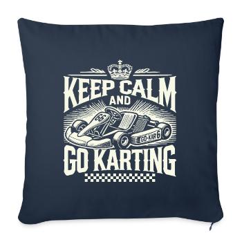 Restez calme et faites du kart - Housse de coussin décorative 45 x 45 cm - bleu marine - Devant