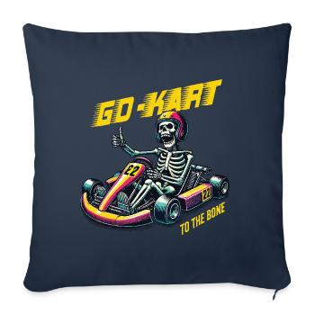 Go-Kart To The Bone Style Squelette Rétro - Housse de coussin décorative 45 x 45 cm - bleu marine - Devant