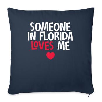 Quelqu’un en Floride m’aime - Housse de coussin décorative 45 x 45 cm - bleu marine - Devant
