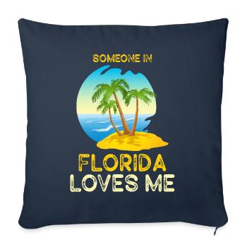 Quelqu’un en Floride m’aime - Housse de coussin décorative 45 x 45 cm - bleu marine - Devant