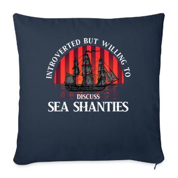 marin meme bateau pirate navigation océanique - Housse de coussin décorative 45 x 45 cm - bleu marine - Devant