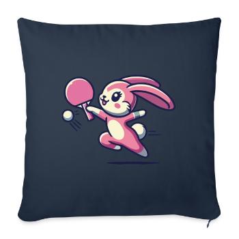 Kawaii Bunny Plays Table Tennis Cute - Sofa pillowcase 17,3'' x 17,3'' (45 x 45 cm) - navy - Front