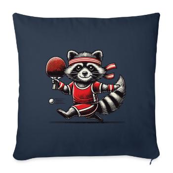 Tennis de table raton laveur Sportif Doux - Housse de coussin décorative 45 x 45 cm - bleu marine - Devant