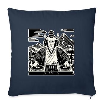 DJ Samouraï Musique Rétro Streetwear Design - Housse de coussin décorative 45 x 45 cm - bleu marine - Devant