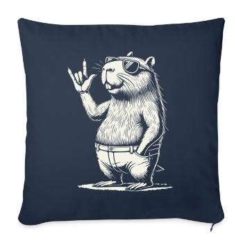 Funny Rock Music Capybara Concert Party - Sofa pillowcase 17,3'' x 17,3'' (45 x 45 cm) - navy - Front