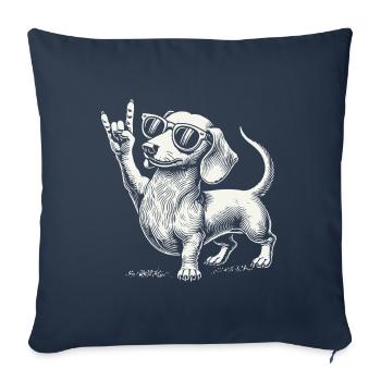 Musique rock Drôle Heavy Metal Teckel Concert - Housse de coussin décorative 45 x 45 cm - bleu marine - Devant