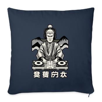 DJ Samouraï Musique Rétro Streetwear Graffiti - Housse de coussin décorative 45 x 45 cm - bleu marine - Devant