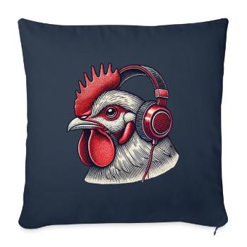 Musique streetwear tenue poulet avec écouteurs - Housse de coussin décorative 45 x 45 cm - bleu marine - Devant