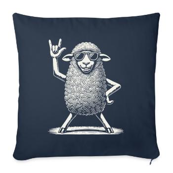 Heavy Metal Festival Rock Musique Concert Mouton - Housse de coussin décorative 45 x 45 cm - bleu marine - Devant