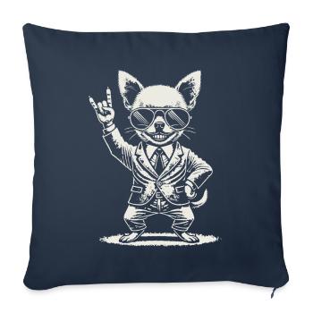 Musique rock Funny Heavy Metal Chihuahua Concert - Housse de coussin décorative 45 x 45 cm - bleu marine - Devant