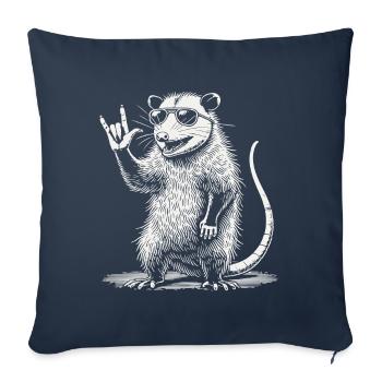 Opossum Rock Music Festival Rétro Heavy Metal - Housse de coussin décorative 45 x 45 cm - bleu marine - Devant
