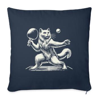 Cute cat playing table tennis - Sofa pillowcase 17,3'' x 17,3'' (45 x 45 cm) - navy - Front