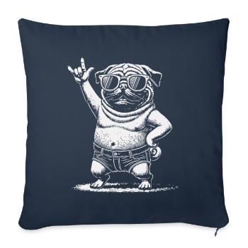 Drôle Rétro Rock Festival Carlin Design - Housse de coussin décorative 45 x 45 cm - bleu marine - Devant