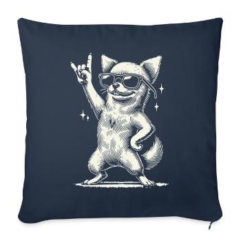 Funny Heavy Metal Festival Chihuahua Dog - Sofa pillowcase 17,3'' x 17,3'' (45 x 45 cm) - navy - Front