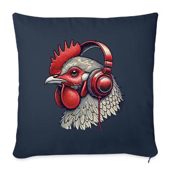 Musique Poulet Écouteurs Streetwear Tenue Style - Housse de coussin décorative 45 x 45 cm - bleu marine - Devant
