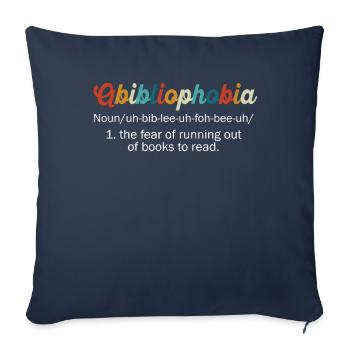 Abibliophobia Bookworm Livres de lecture - Housse de coussin décorative 45 x 45 cm - bleu marine - Devant