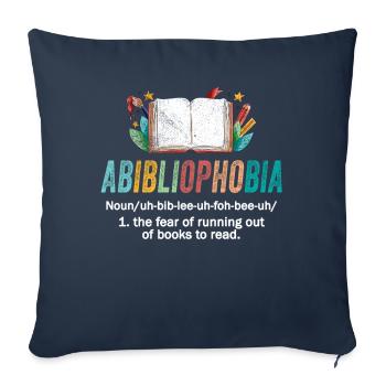 Abibliophobia Bookworm Livres de lecture - Housse de coussin décorative 45 x 45 cm - bleu marine - Devant