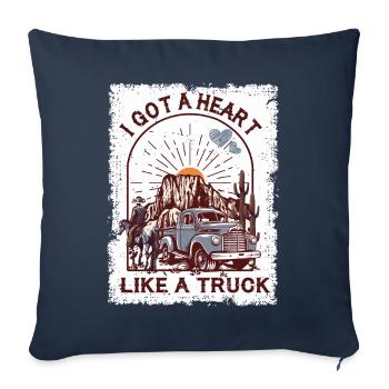 Ich habe ein Herz wie ein Truck - Sofakissenbezug 45 x 45 cm - Navy - Vorne
