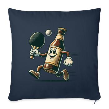 Drôle de bouteille de bière tennis de table design amusant - Housse de coussin décorative 45 x 45 cm - bleu marine - Devant