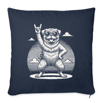 Pug Dog Rock Music Festival Style - Sofa pillowcase 17,3'' x 17,3'' (45 x 45 cm) - navy - Front