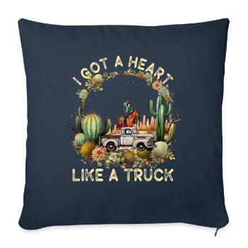Ich habe ein Herz wie ein Truck - Sofakissenbezug 45 x 45 cm - Navy - Vorne