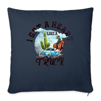 Ich habe ein Herz wie ein Truck - Sofakissenbezug 45 x 45 cm - Navy - Vorne