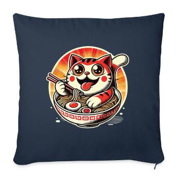 Streetwear Cat Ramen Nudeln Japanische Glück - Sofakissenbezug 45 x 45 cm - Navy - Vorne