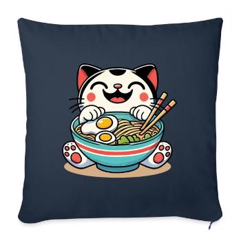 Nouilles Ramen Japonais Streetwear Anime Kawaii - Housse de coussin décorative 45 x 45 cm - bleu marine - Devant
