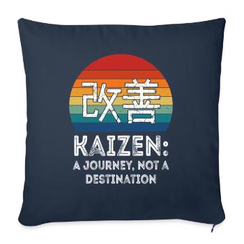 Kaizen : un voyage, pas une destination - Housse de coussin décorative 45 x 45 cm - bleu marine - Devant