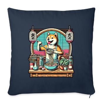 Shiba Dog Ramen Chef Kawaii Retro Style - Sofa pillowcase 17,3'' x 17,3'' (45 x 45 cm) - navy - Front