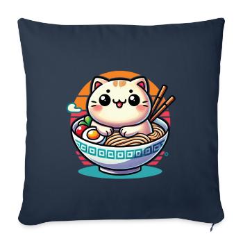 Kawaii Ramen Cat Japanische Nudeln Streetwear - Sofakissenbezug 45 x 45 cm - Navy - Vorne
