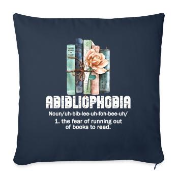 Abibliophobia Bookworm Livres de lecture - Housse de coussin décorative 45 x 45 cm - bleu marine - Devant
