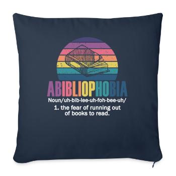 Abibliophobia Bookworm Livres de lecture - Housse de coussin décorative 45 x 45 cm - bleu marine - Devant