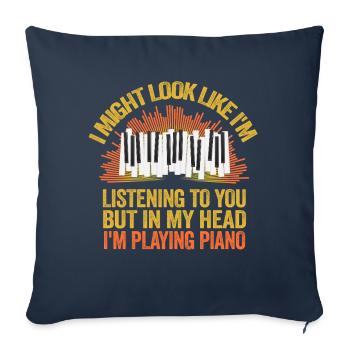 J’ai peut-être l’air d’écouter du piano - Housse de coussin décorative 45 x 45 cm - bleu marine - Devant