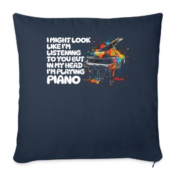 J’ai peut-être l’air d’écouter du piano - Housse de coussin décorative 45 x 45 cm - bleu marine - Devant