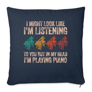 J’ai peut-être l’air d’écouter du piano - Housse de coussin décorative 45 x 45 cm - bleu marine - Devant
