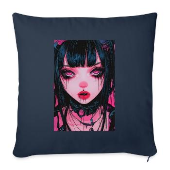 Horror Anime Manga Japan Japanese Creepy Kawaii - Sofa pillowcase 17,3'' x 17,3'' (45 x 45 cm) - navy - Front
