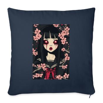Horror Anime Manga Japan Japanese Creepy Kawaii - Sofa pillowcase 17,3'' x 17,3'' (45 x 45 cm) - navy - Front