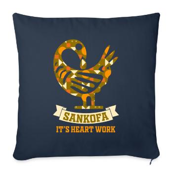 Symbole Sankofa Adinkra Ghana Noir - Housse de coussin décorative 45 x 45 cm - bleu marine - Devant
