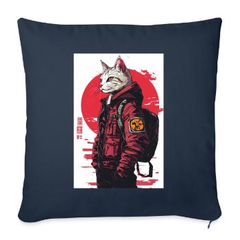 Otaku Streetwear Japon Cyberpunk Techwear Anime - Housse de coussin décorative 45 x 45 cm - bleu marine - Devant