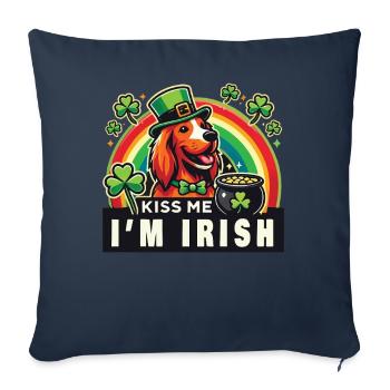 Embrasse-moi je suis un chien irlandais Fête de la Saint-Patrick - Housse de coussin décorative 45 x 45 cm - bleu marine - Devant