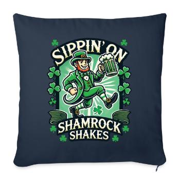 Siroter des shakes Shamrock pour la Saint-Patrick - Housse de coussin décorative 45 x 45 cm - bleu marine - Devant