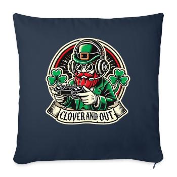 Motif de jeu trèfle et extérieur de la Saint-Patrick - Housse de coussin décorative 45 x 45 cm - bleu marine - Devant