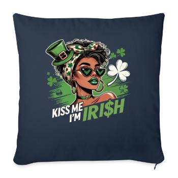 Saint-Patrick Embrasse-moi Je suis Design irlandais - Housse de coussin décorative 45 x 45 cm - bleu marine - Devant
