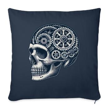 Passionné de vélo Skull Gears - Housse de coussin décorative 45 x 45 cm - bleu marine - Devant