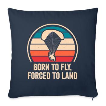 Born To Fly Forcé D’atterrir Paramoteur - Housse de coussin décorative 45 x 45 cm - bleu marine - Devant